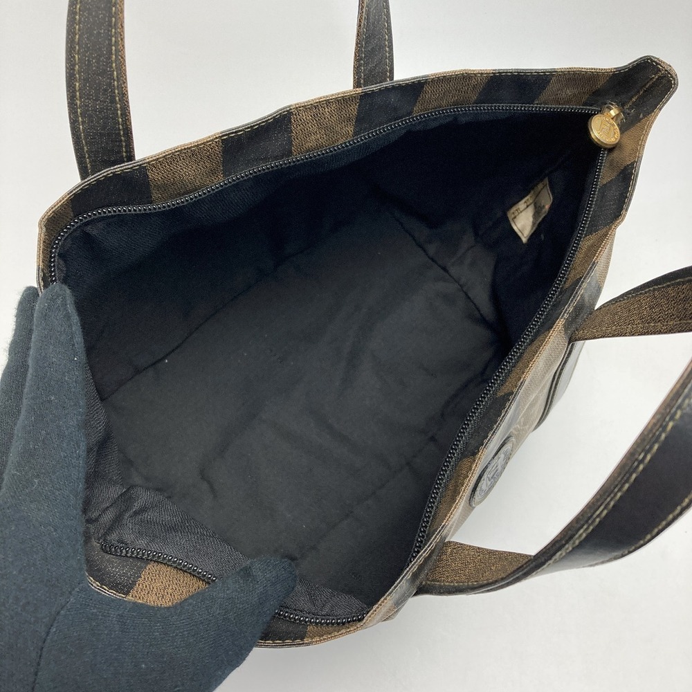 Fendi Pequin Tote Brown Leather Handbag - Picture 5 of 8